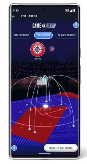 谷歌和NBA推出带有3D投篮映射的Pixel Arena