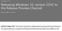 微软表示Windows 10 版本 22H2 将具有一系列功能