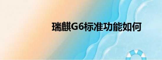 瑞麒G6标准功能如何