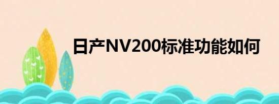 日产NV200标准功能如何
