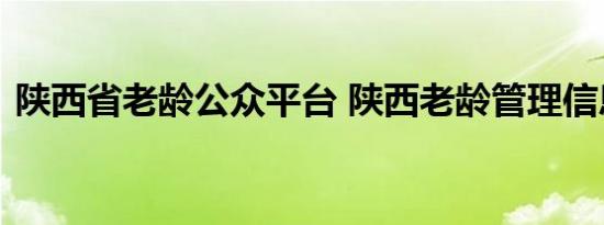 陕西省老龄公众平台 陕西老龄管理信息系统