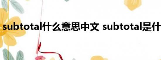 subtotal什么意思中文 subtotal是什么意思