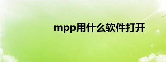 mpp用什么软件打开