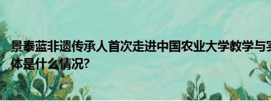 景泰蓝非遗传承人首次走进中国农业大学教学与实践课堂 具体是什么情况?